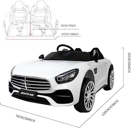 12V Kids Two Seaters Ride On Car with Parental Remote Control, Electric Car for Kids, Ride on Vehicle with Double Doors, Bluetooth, Safety Belt,LED Light-Red - Image 2