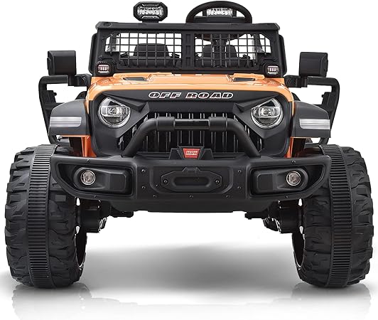 Blitzshark 2 Seater Kids Ride on Truck, 24V Electric Car for Big Kids, 4x4 Kid Battery Powered Car w/480W Ultra Powerful Motor, Remote Control, Full-Metal Suspension, 7AH Battery, 3 Speed, Orange