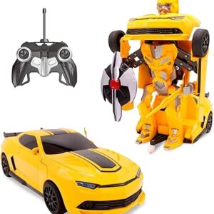Kids Transforming Robot RC Car Toys for Boys 8-13 Remote Control Gift Yellow