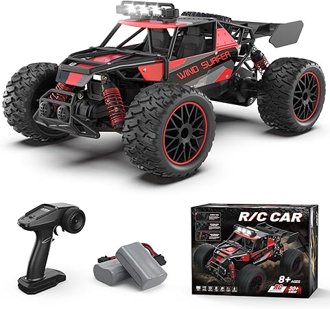 Scientoy 1:14 Remote Control Car, 30+KM/H High Speed All Terrain RC Cars for Boys Age 8-12, 2.4 GHz Off-Road RC Truck, Ideal Gifts for Adults Kids with 2 Rechargeable Batteries