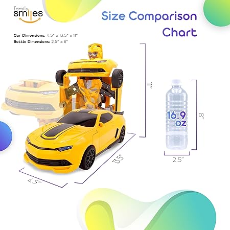 Kids Transforming Robot RC Car Toys for Boys 8-13 Remote Control Gift Yellow - Image 2