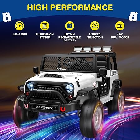 L8 Ride On Car, 2 Seater, 12V Kids Electric Car w/Remote Control, 4-Wheel Suspension, Bluetooth Speaker, Multi Music Modes, 3 Speeds, LED Lights, Xmas & Birthday Gift Ideas for Kids Ages 3+ - Image 2