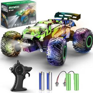 PHYWESS Remote Control Car, RC Cars Kids Toys for Boys 5-7, 2.4Ghz RC Truck Toys for Girls, Off Road Monster Truck Toys with Headlights & Car Body...