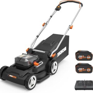 WORX Cordless Lawn Mower, 17" Electric Mower Cuts to Edge, Compact