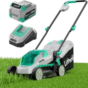 Litheli Cordless Lawn Mower 13 Inch, 5 Heights, 20V Electric Lawn Mowers for Garden, Yard and Farm