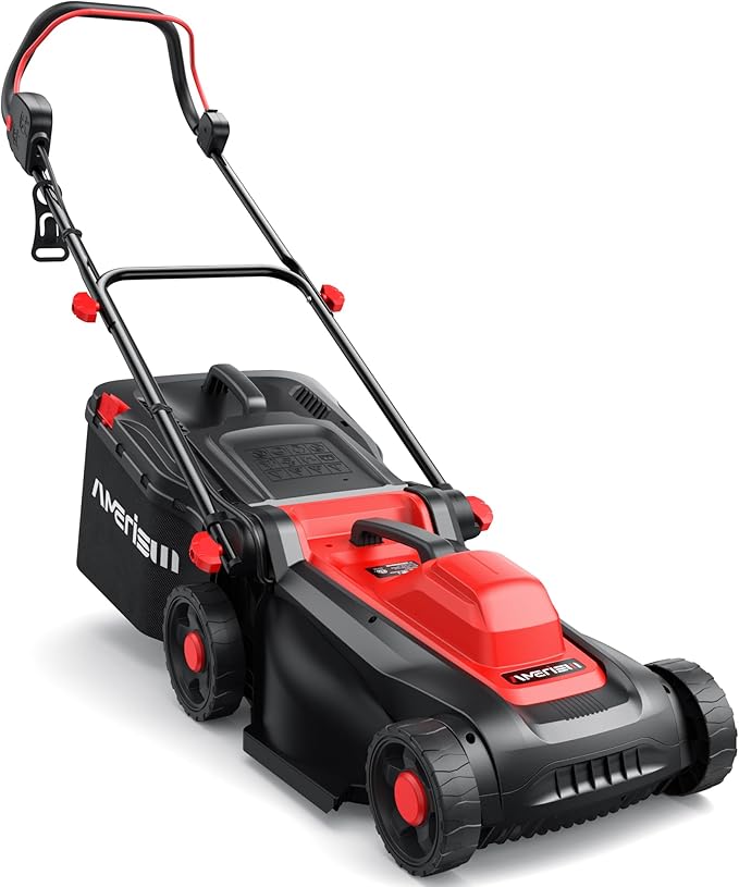 AMERISUN 14-Inch Corded Electric Lawn Mower, 12.5 Amp 3400RPM 2IN1 Mulching & 10-Gallon Collection Bag